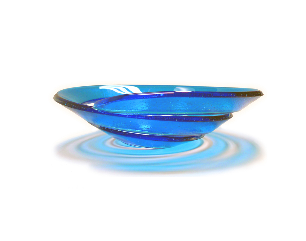 Blue archimedes spiral bowl